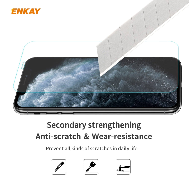 Per iPhone 11 Pro Max ENKAY ENK-PC0302 2 in 1 Serie Business Tessuto Texture Pelle PU + TPU Custodia morbida e sottile ＆ 0,26 mm 9H 2.5D Pellicola in vetro temperato, For iPhone 11 Pro Max