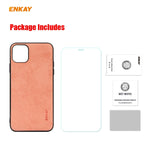 Per iPhone 11 Pro Max ENKAY ENK-PC0302 2 in 1 Serie Business Tessuto Texture Pelle PU + TPU Custodia morbida e sottile ＆ 0,26 mm 9H 2.5D Pellicola in vetro temperato, For iPhone 11 Pro Max