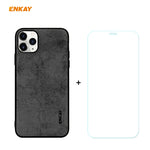 Per iPhone 11 Pro Max ENKAY ENK-PC0302 2 in 1 Serie Business Tessuto Texture Pelle PU + TPU Custodia morbida e sottile ＆ 0,26 mm 9H 2.5D Pellicola in vetro temperato, For iPhone 11 Pro Max
