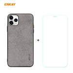 Per iPhone 11 Pro Max ENKAY ENK-PC0302 2 in 1 Serie Business Tessuto Texture Pelle PU + TPU Custodia morbida e sottile ＆ 0,26 mm 9H 2.5D Pellicola in vetro temperato, For iPhone 11 Pro Max