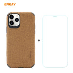Per iPhone 11 Pro Max ENKAY ENK-PC0332 2 in 1 Business Series Denim Texture PU Leather + TPU Custodia morbida e sottile ＆ 0,26 mm 9H 2.5D Pellicola in vetro temperato, For iPhone 11 Pro Max