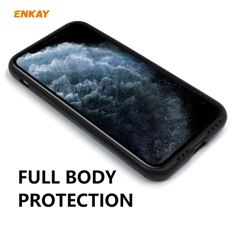 Per iPhone 11 Pro ENKAY ENK-PC0322 2 in 1 Business Series Denim Texture PU Leather + TPU Soft Slim Case Cover ＆ 0.26mm 9H 2.5D Pellicola in vetro temperato, For iPhone 11 Pro