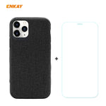 Per iPhone 11 Pro ENKAY ENK-PC0322 2 in 1 Business Series Denim Texture PU Leather + TPU Soft Slim Case Cover ＆ 0.26mm 9H 2.5D Pellicola in vetro temperato, For iPhone 11 Pro