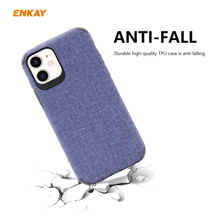 Per iPhone 11 ENKAY ENK-PC0312 2 in 1 Business Series Denim Texture PU Leather + TPU Custodia morbida sottile ＆ 0,26 mm 9H 2.5D Pellicola in vetro temperato, For iPhone 11