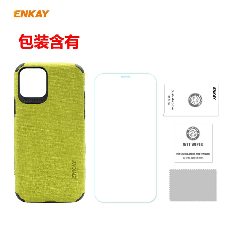 Per iPhone 11 ENKAY ENK-PC0312 2 in 1 Business Series Denim Texture PU Leather + TPU Custodia morbida sottile ＆ 0,26 mm 9H 2.5D Pellicola in vetro temperato, For iPhone 11
