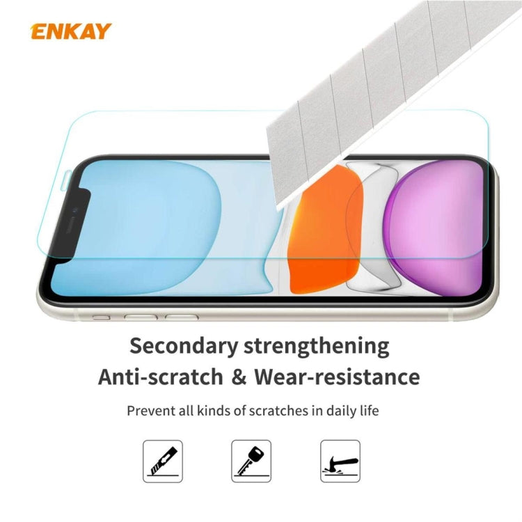 Per iPhone 11 ENKAY ENK-PC0312 2 in 1 Business Series Denim Texture PU Leather + TPU Custodia morbida sottile ＆ 0,26 mm 9H 2.5D Pellicola in vetro temperato, For iPhone 11