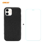 Per iPhone 11 ENKAY ENK-PC0312 2 in 1 Business Series Denim Texture PU Leather + TPU Custodia morbida sottile ＆ 0,26 mm 9H 2.5D Pellicola in vetro temperato, For iPhone 11