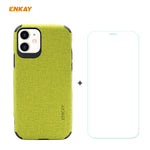 Per iPhone 11 ENKAY ENK-PC0312 2 in 1 Business Series Denim Texture PU Leather + TPU Custodia morbida sottile ＆ 0,26 mm 9H 2.5D Pellicola in vetro temperato, For iPhone 11