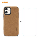 Per iPhone 11 ENKAY ENK-PC0312 2 in 1 Business Series Denim Texture PU Leather + TPU Custodia morbida sottile ＆ 0,26 mm 9H 2.5D Pellicola in vetro temperato, For iPhone 11
