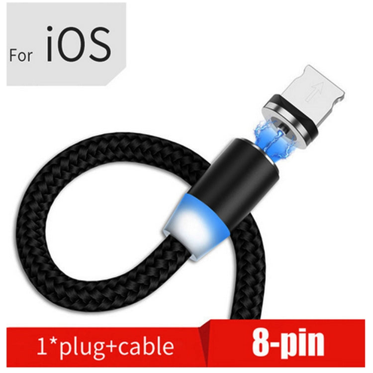 Cavo dati magnetico intrecciato bicolore in nylon con connettore magnetico in metallo da USB a 8 pin, lunghezza cavo: 1 m, 8 Pin
