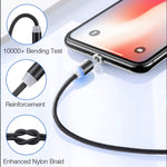 Cavo dati magnetico intrecciato bicolore in nylon con connettore magnetico in metallo da USB a 8 pin, lunghezza cavo: 1 m, 8 Pin