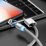 Cavo di ricarica intrecciato in nylon con interfaccia magnetica in metallo 2 in 1 da USB a 8 pin + Micro USB, lunghezza: 1 m, 1m