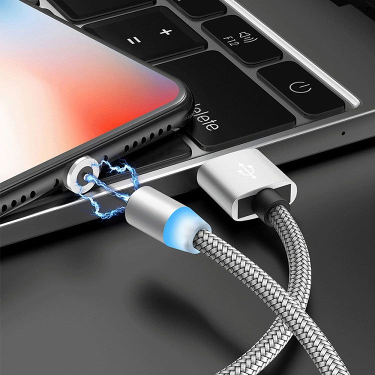 Cavo di ricarica intrecciato in nylon con interfaccia magnetica in metallo 2 in 1 da USB a 8 pin + Micro USB, lunghezza: 1 m, 1m