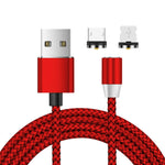 Cavo di ricarica intrecciato in nylon con interfaccia magnetica in metallo 2 in 1 da USB a 8 pin + Micro USB, lunghezza: 1 m, 1m