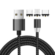 Cavo di ricarica intrecciato in nylon con interfaccia magnetica in metallo 3 in 1 da USB a 8 pin + tipo C/USB-C + micro USB, lunghezza: 1 m