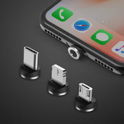 Cavo di ricarica intrecciato in nylon con interfaccia magnetica in metallo 3 in 1 da USB a 8 pin + tipo C/USB-C + micro USB, lunghezza: 1 m