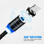 Cavo di ricarica intrecciato in nylon con interfaccia magnetica in metallo 3 in 1 da USB a 8 pin + tipo C/USB-C + micro USB, lunghezza: 1 m