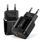 Caricatore di ricarica rapido universale per porta USB portatile QC3.0 da 18 W, spina europea, EU Plug