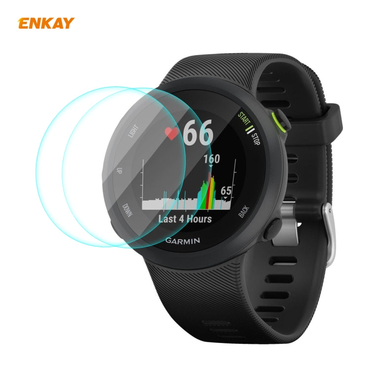2 PZ ENKAY Hat-Prince 0.2mm 9H 2.15D Pellicola per orologio in vetro temperato con bordo curvo, For Garmin Forerunner 45 / 45S, For Garmin Forerunner 735 / 735XT, For Garmin Instinct Tactical, For Garmin Approach S62, For Garmin Swim 2