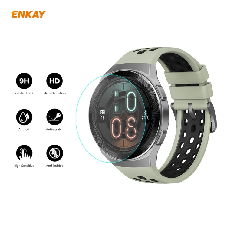 Per HUAWEI Watch GT 2E 46mm Dynamic Edition ENKAY Hat-Prince 0.2mm 9H 2.15D Pellicola protettiva per schermo in vetro temperato con bordo curvo, 1 PCS, 2 PCS