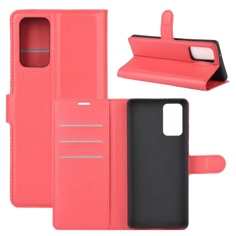 Per Samsung Galaxy Note20 Litchi Texture Custodia protettiva a vibrazione orizzontale con supporto e slot per schede e portafoglio, For Galaxy Note20