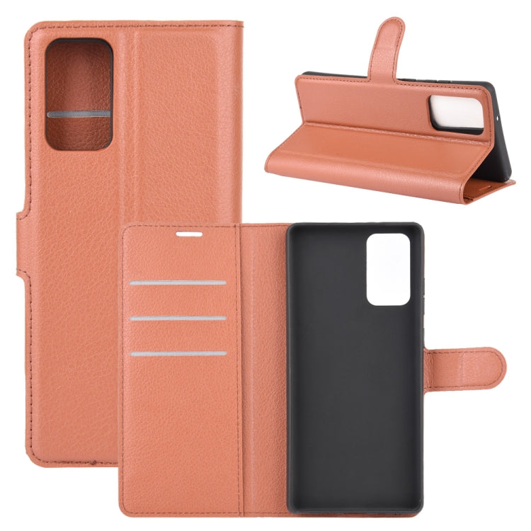 Per Samsung Galaxy Note20 Litchi Texture Custodia protettiva a vibrazione orizzontale con supporto e slot per schede e portafoglio, For Galaxy Note20