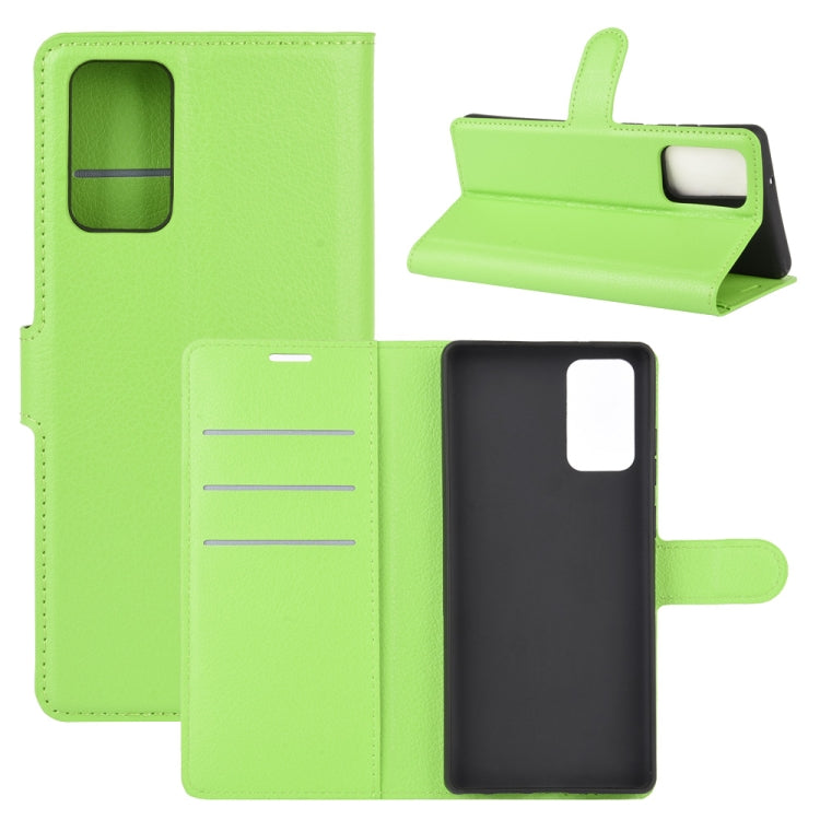 Per Samsung Galaxy Note20 Litchi Texture Custodia protettiva a vibrazione orizzontale con supporto e slot per schede e portafoglio, For Galaxy Note20