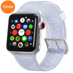 Per Apple Watch Series 5 & 4 44mm / 3 & 2 & 1 42mm Cinturino in silicone glitterato