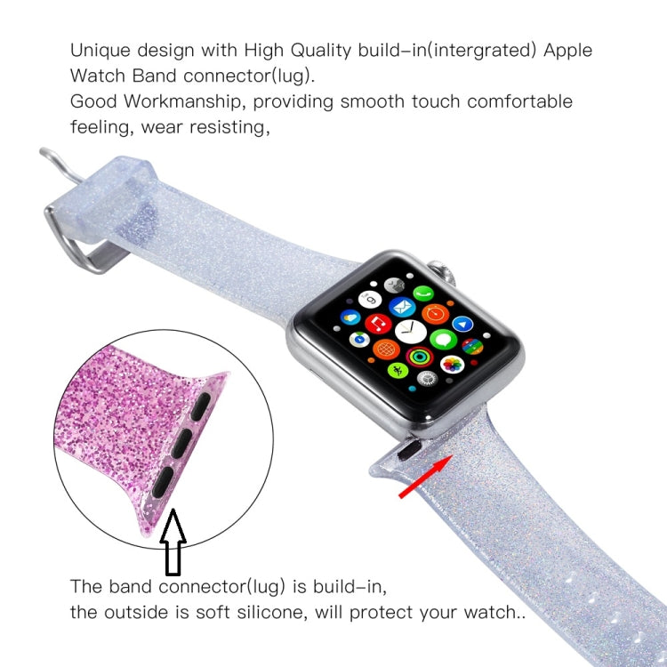 Per Apple Watch Series 5 & 4 44mm / 3 & 2 & 1 42mm Cinturino in silicone glitterato