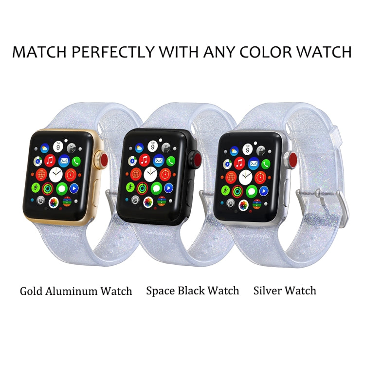 Per Apple Watch Series 5 & 4 44mm / 3 & 2 & 1 42mm Cinturino in silicone glitterato