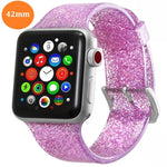 Per Apple Watch Series 5 & 4 44mm / 3 & 2 & 1 42mm Cinturino in silicone glitterato
