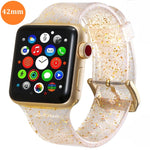 Per Apple Watch Series 5 & 4 44mm / 3 & 2 & 1 42mm Cinturino in silicone glitterato