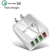 Cavo dati 2 in 1 da USB a USB-C / Type-C + 30 W QC 3.0 4 interfacce USB Telefono cellulare Tablet PC Caricabatterie rapido universale Set caricabatterie da viaggio, spina USA, USB-C / Type-C Set US Plug