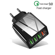 Cavo dati 2 in 1 da USB a USB-C / Type-C + 30 W QC 3.0 4 interfacce USB Telefono cellulare Tablet PC Caricabatterie rapido universale Set caricabatterie da viaggio, presa EU, USB-C / Type-C Set EU Plug