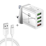 Cavo dati USB a USB-C 1 metro 30W QC 3.0 4 porte