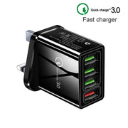 Cavo dati da USB a micro USB 2 in 1 da 1 m + 30 W QC 3.0 4 interfacce USB Telefono cellulare Tablet PC Set caricabatterie da viaggio caricabatterie rapido universale, spina UK, Micro USB Set UK Plug