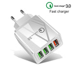 Cavo dati 2 in 1 da USB a 8 pin da 1 m + 30 W QC 3.0 4 interfacce USB Telefono cellulare Tablet PC Caricabatterie rapido universale Set caricabatterie da viaggio, spina europea, 8 Pin Set EU Plug