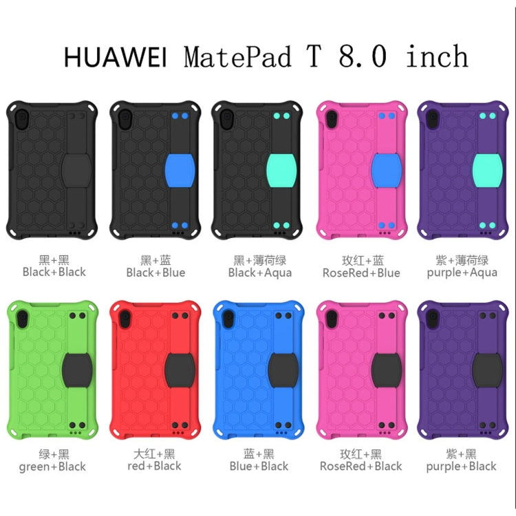 Design a nido d'ape Materiale EVA + PC Guscio protettivo piatto anticaduta a quattro angoli con cinturino, For Huawei MatePad T8 8.0（2020）