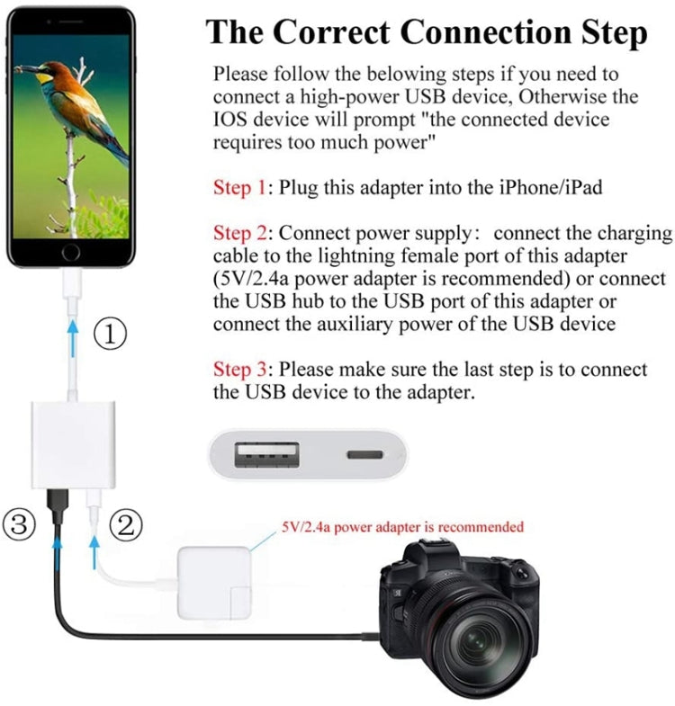 Adattatore OTG 8 pin a USB 3.0 per iPhone iOS 13+