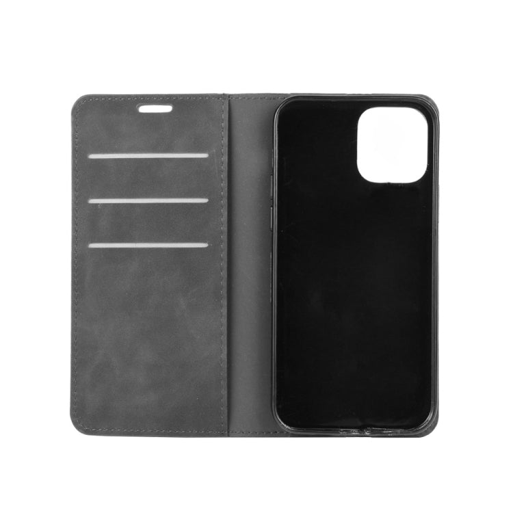 Per iPhone 12 Custodia in pelle con ventosa magnetica per affari retro-pelle da 6,1 pollici con supporto e slot per carte e portafoglio, For iPhone 12 / 12 Pro