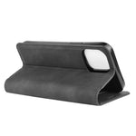 Per iPhone 12 Custodia in pelle con ventosa magnetica per affari retro-pelle da 6,1 pollici con supporto e slot per carte e portafoglio, For iPhone 12 / 12 Pro