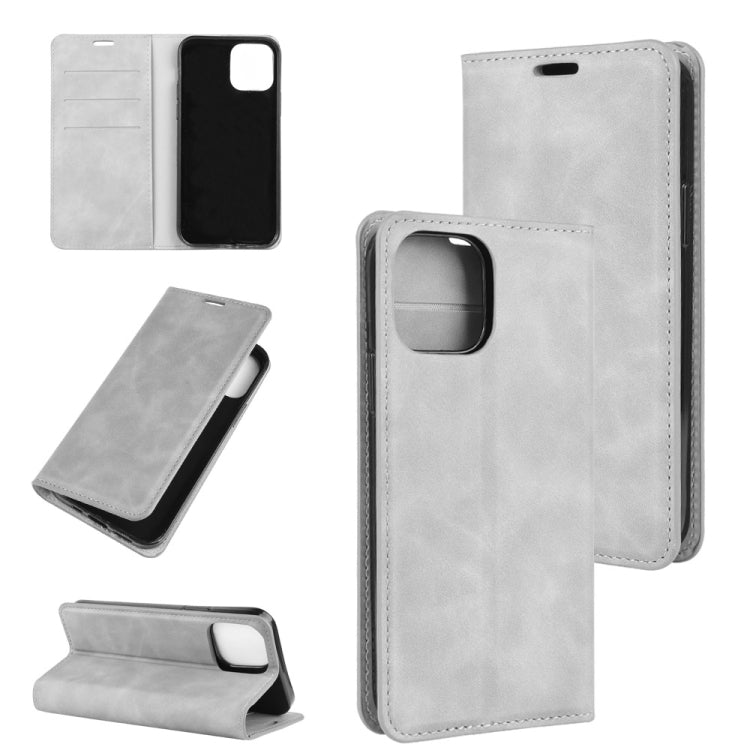 Per iPhone 12 Custodia in pelle con ventosa magnetica per affari retro-pelle da 6,1 pollici con supporto e slot per carte e portafoglio, For iPhone 12 / 12 Pro