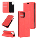 Per iPhone 12 Custodia in pelle con ventosa magnetica per affari retro-pelle da 6,1 pollici con supporto e slot per carte e portafoglio, For iPhone 12 / 12 Pro