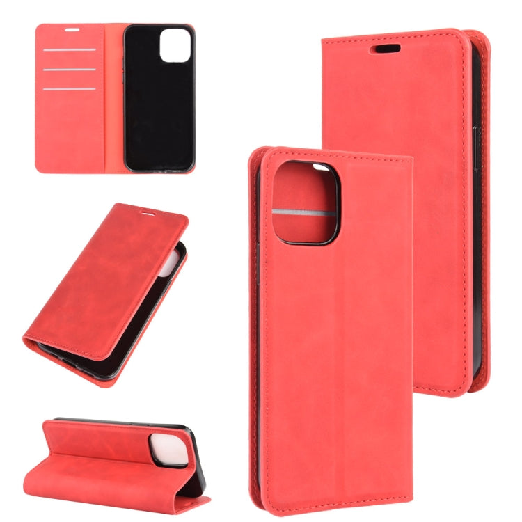 Per iPhone 12 Custodia in pelle con ventosa magnetica per affari retro-pelle da 6,1 pollici con supporto e slot per carte e portafoglio, For iPhone 12 / 12 Pro