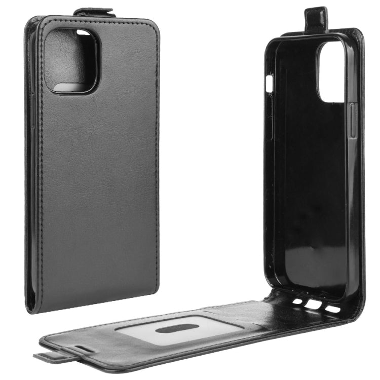 Per iPhone 12 6,1 pollici R64 Texture Custodia protettiva in pelle a vibrazione verticale singola con slot per schede e cornice per foto, For iPhone 12 / 12 Pro