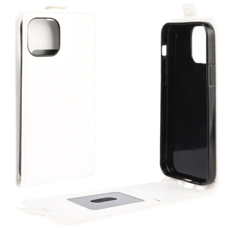 Per iPhone 12 6,1 pollici R64 Texture Custodia protettiva in pelle a vibrazione verticale singola con slot per schede e cornice per foto, For iPhone 12 / 12 Pro