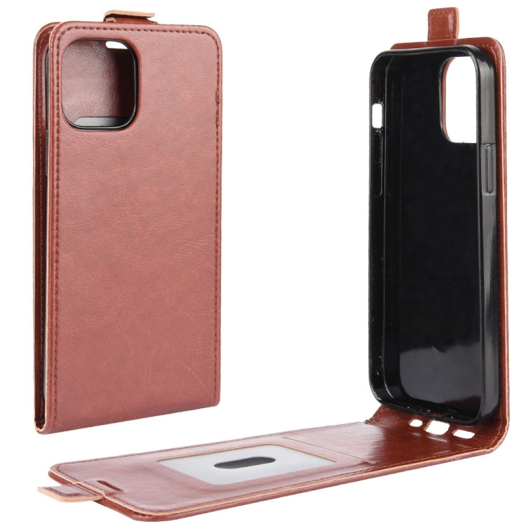 Per iPhone 12 6,1 pollici R64 Texture Custodia protettiva in pelle a vibrazione verticale singola con slot per schede e cornice per foto, For iPhone 12 / 12 Pro