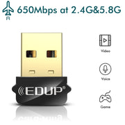 EDUP EP-AC1651 Adattatore WIFI USB 650Mbps Dual Band 5G/2.4GHz Scheda di rete wireless esterna Ricevitore dongle WiFi per laptop Windows MacOS