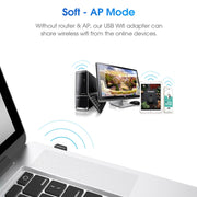 EDUP EP-AC1651 Adattatore WIFI USB 650Mbps Dual Band 5G/2.4GHz Scheda di rete wireless esterna Ricevitore dongle WiFi per laptop Windows MacOS