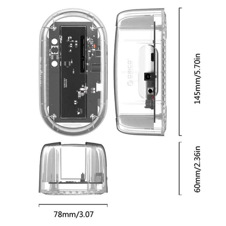 ORICO 6139C3-G2 Dock per disco rigido USB 3.1 Gen2 Type-C trasparente da 3,5 pollici